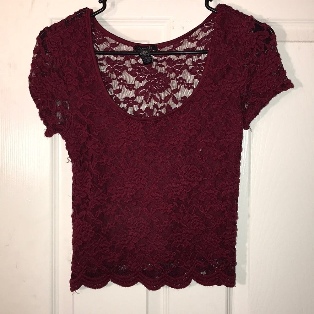 red laced top